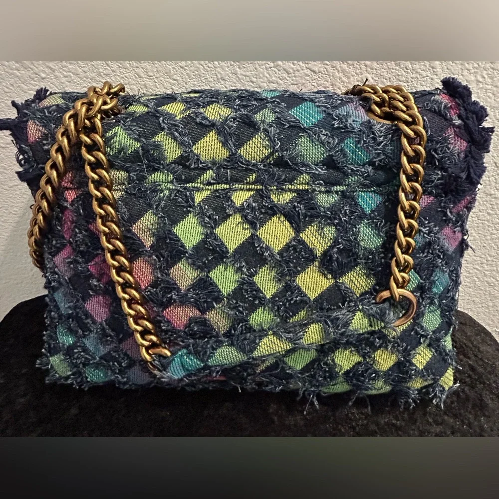 Kurt Geiger Multicolor Tweed Shoulder Bag with Gold Chain - NEW - Picture 7 of 8